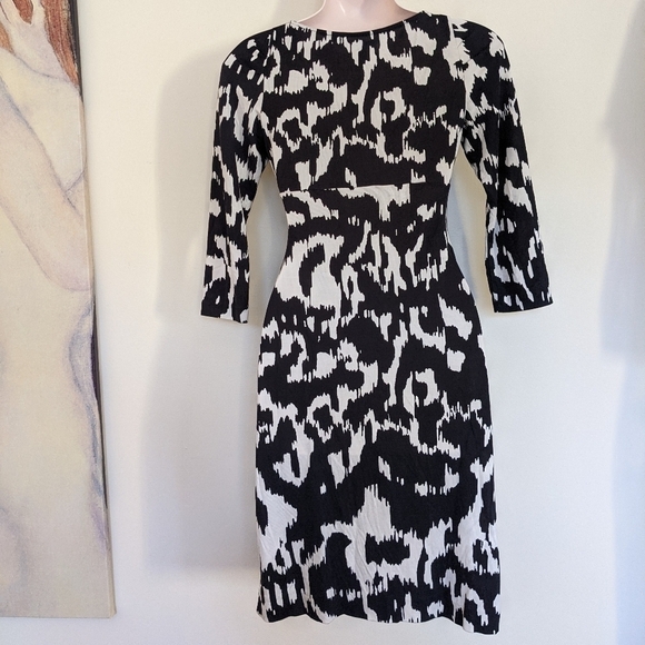 dvf Diane von Furstenberg capela faux wrap look dress black white Ikat - Picture 4 of 14